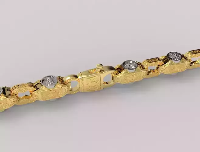 Chain with St Nicholas and padlock 3D print model