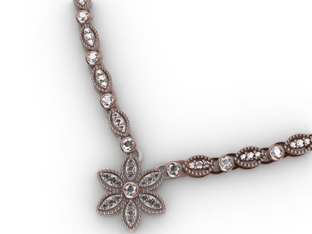 Diamond marquise necklace and clasp stl verified 3D print model_8