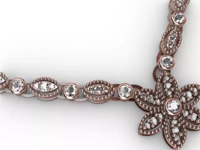 Diamond marquise necklace and clasp stl verified 3D print model_0