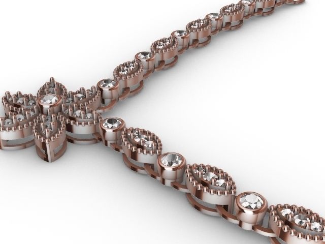 Diamond marquise necklace and clasp stl verified 3D print model_10