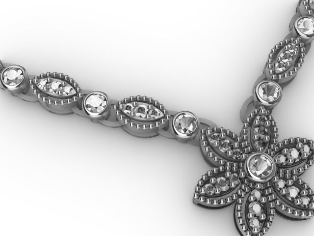 Diamond marquise necklace and clasp stl verified 3D print model_14