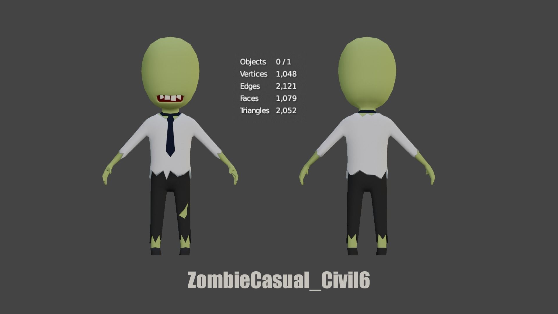 casual zombie characters Low-poly 3D model_7