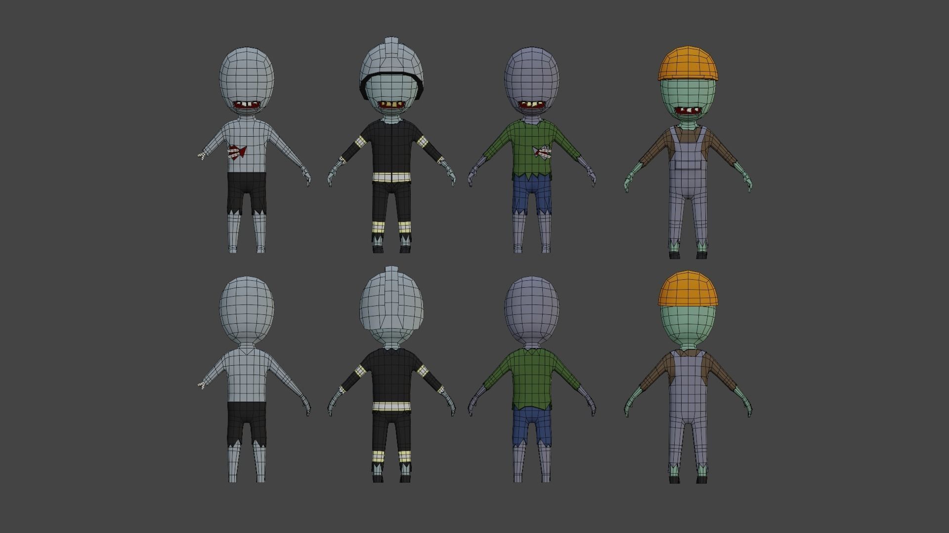 casual zombie characters Low-poly 3D model_13