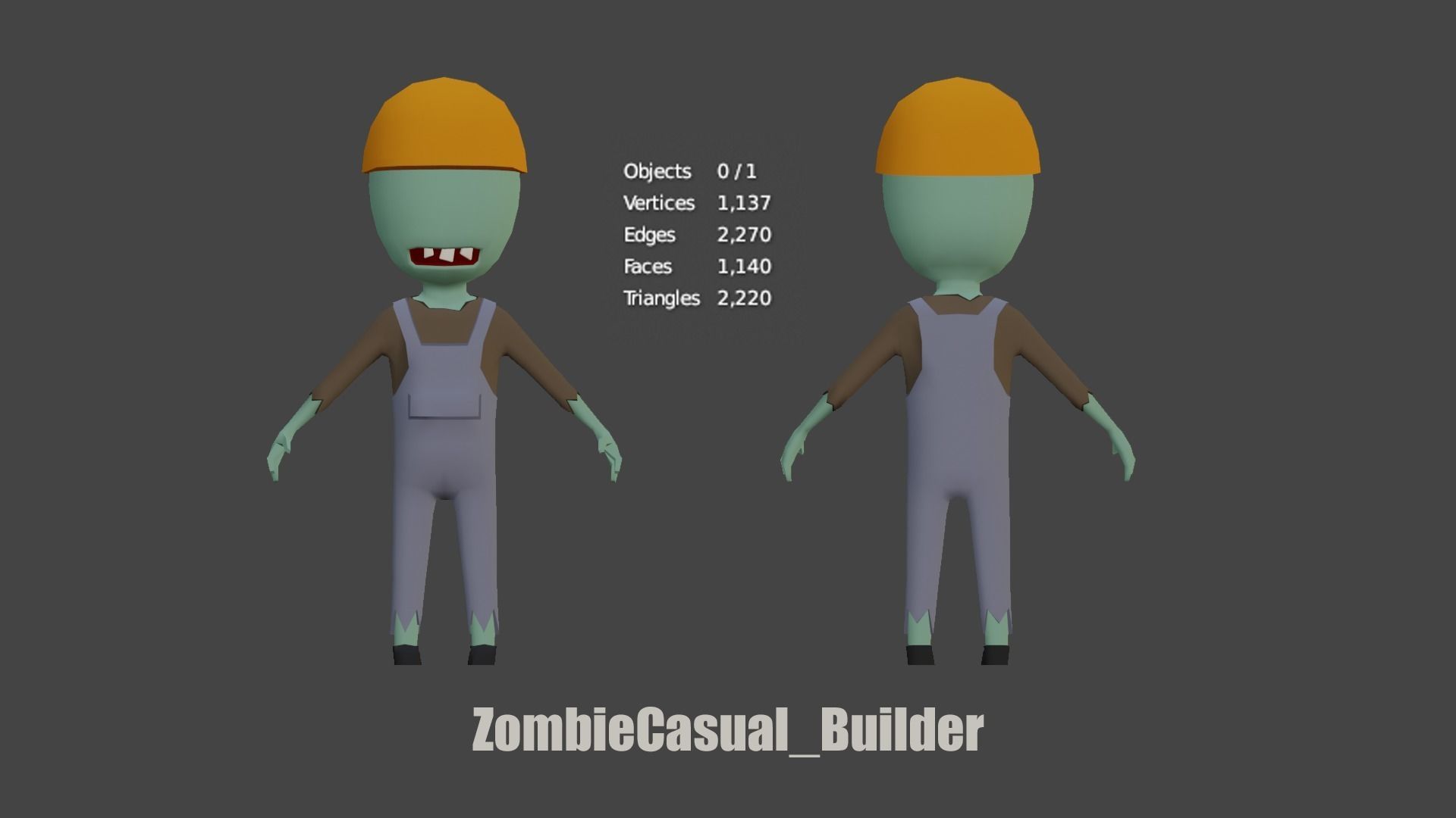 casual zombie characters Low-poly 3D model_9