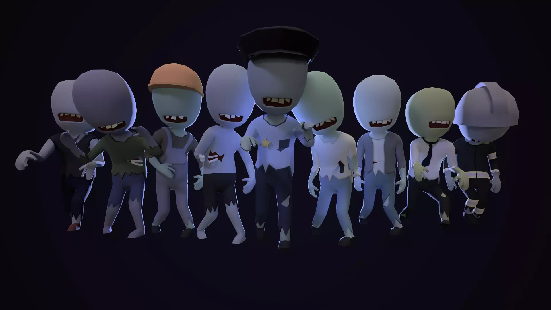 casual zombie characters Low-poly 3D model_0