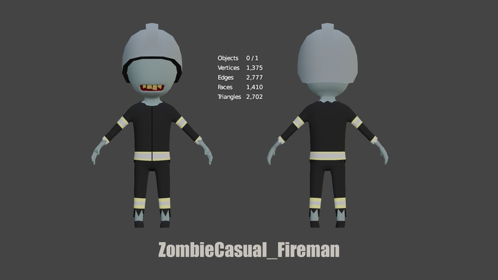 casual zombie characters Low-poly 3D model_11