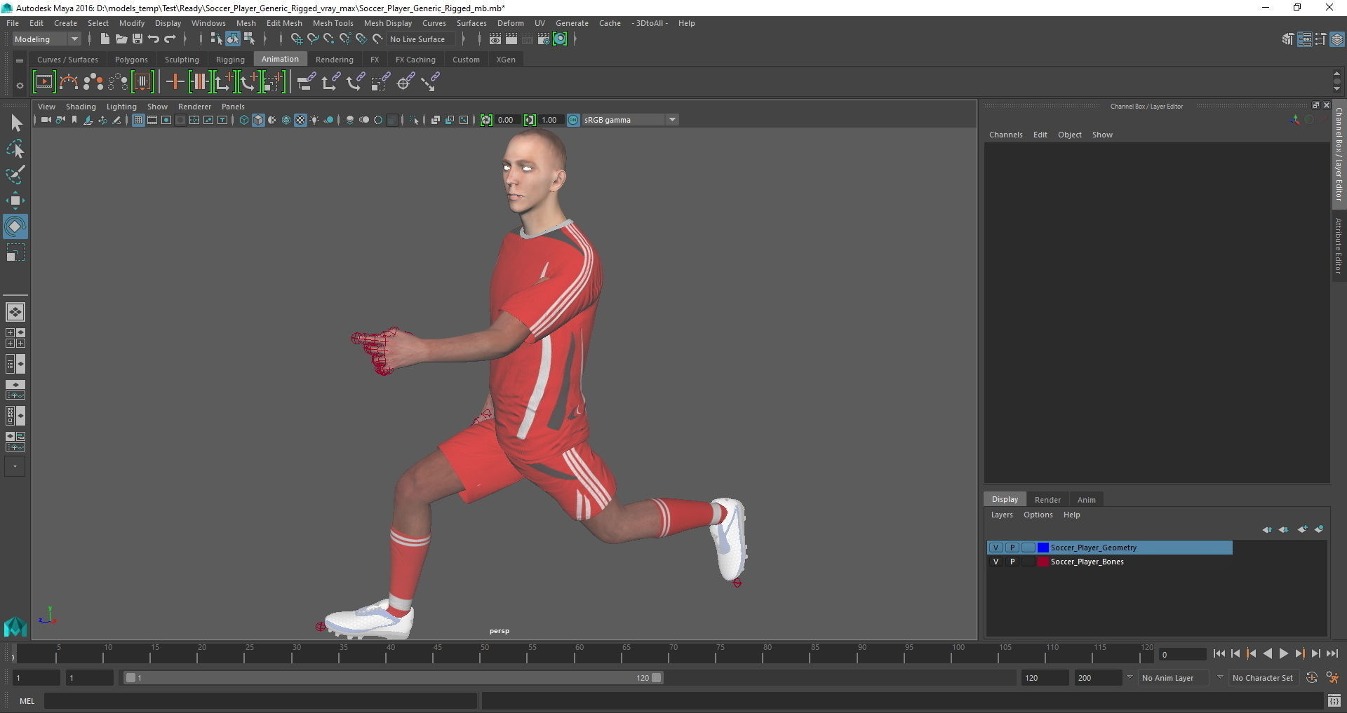 Soccer Player Generic Rigged for Maya 3D model_71