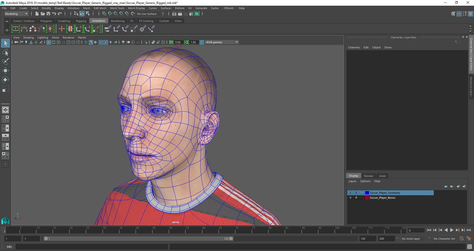 Soccer Player Generic Rigged for Maya 3D model_70