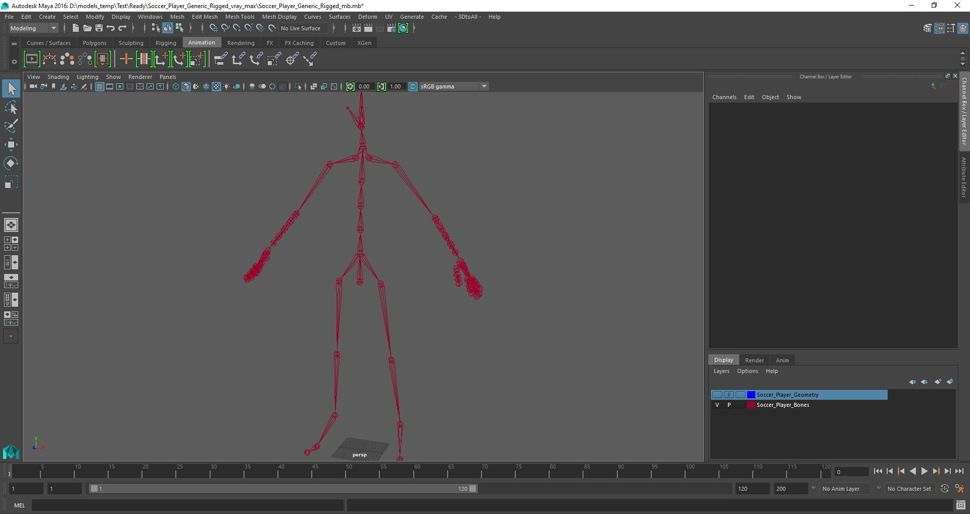 Soccer Player Generic Rigged for Maya 3D model_69