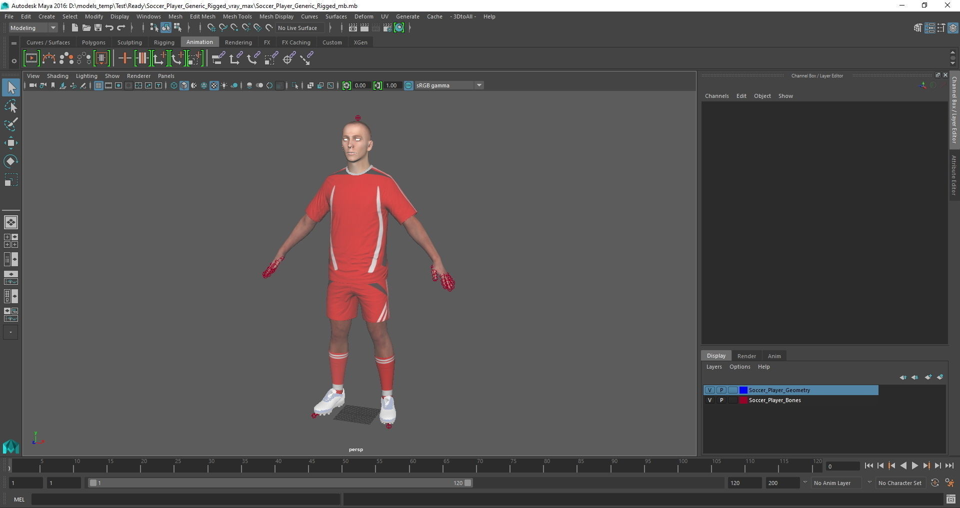 Soccer Player Generic Rigged for Maya 3D model_72