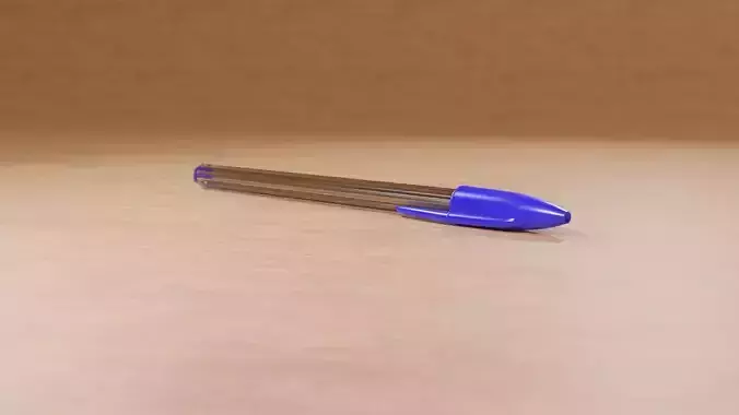 Blue pen - Bic style 3D model