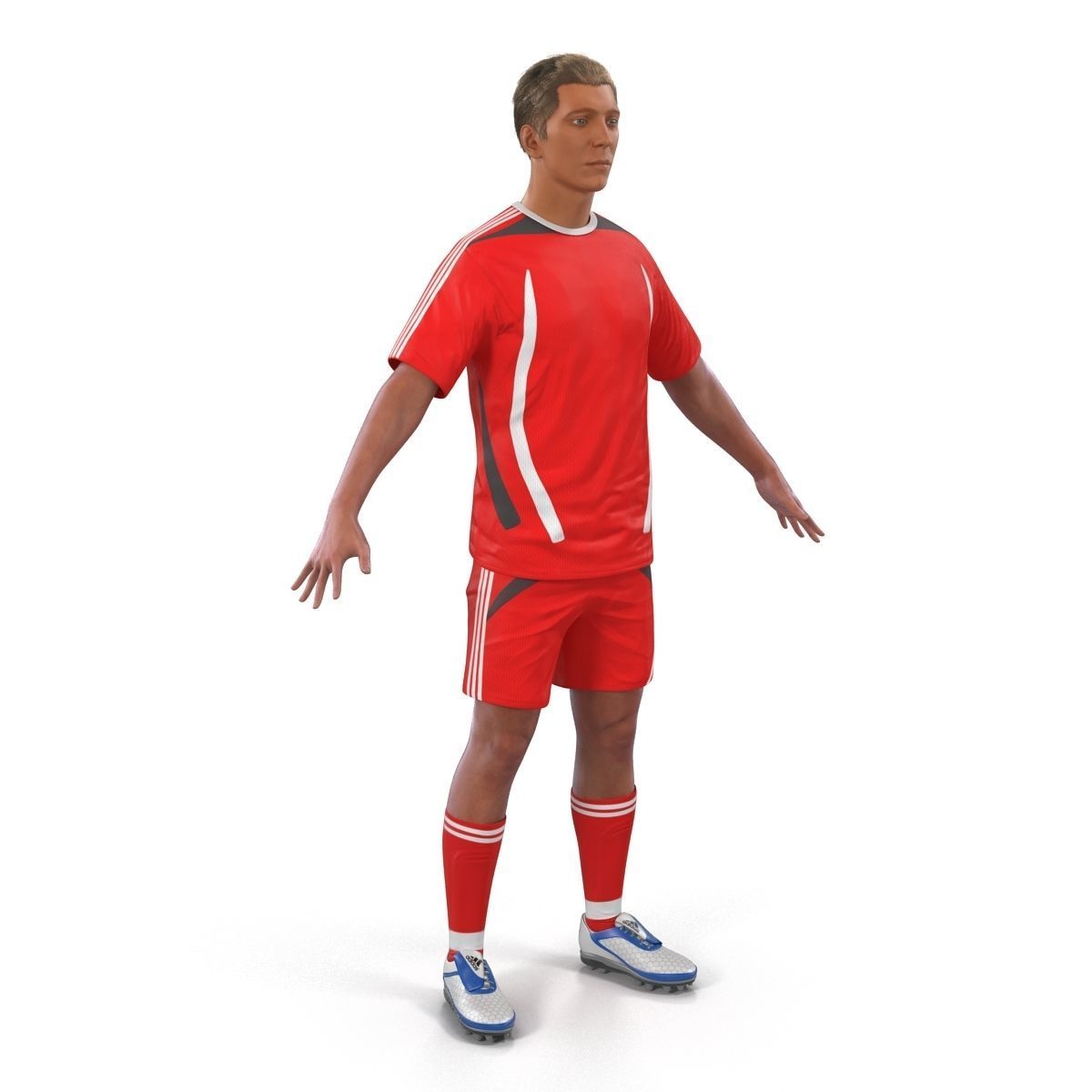 Soccer Player Generic Rigged for Cinema 4D 3D model_4
