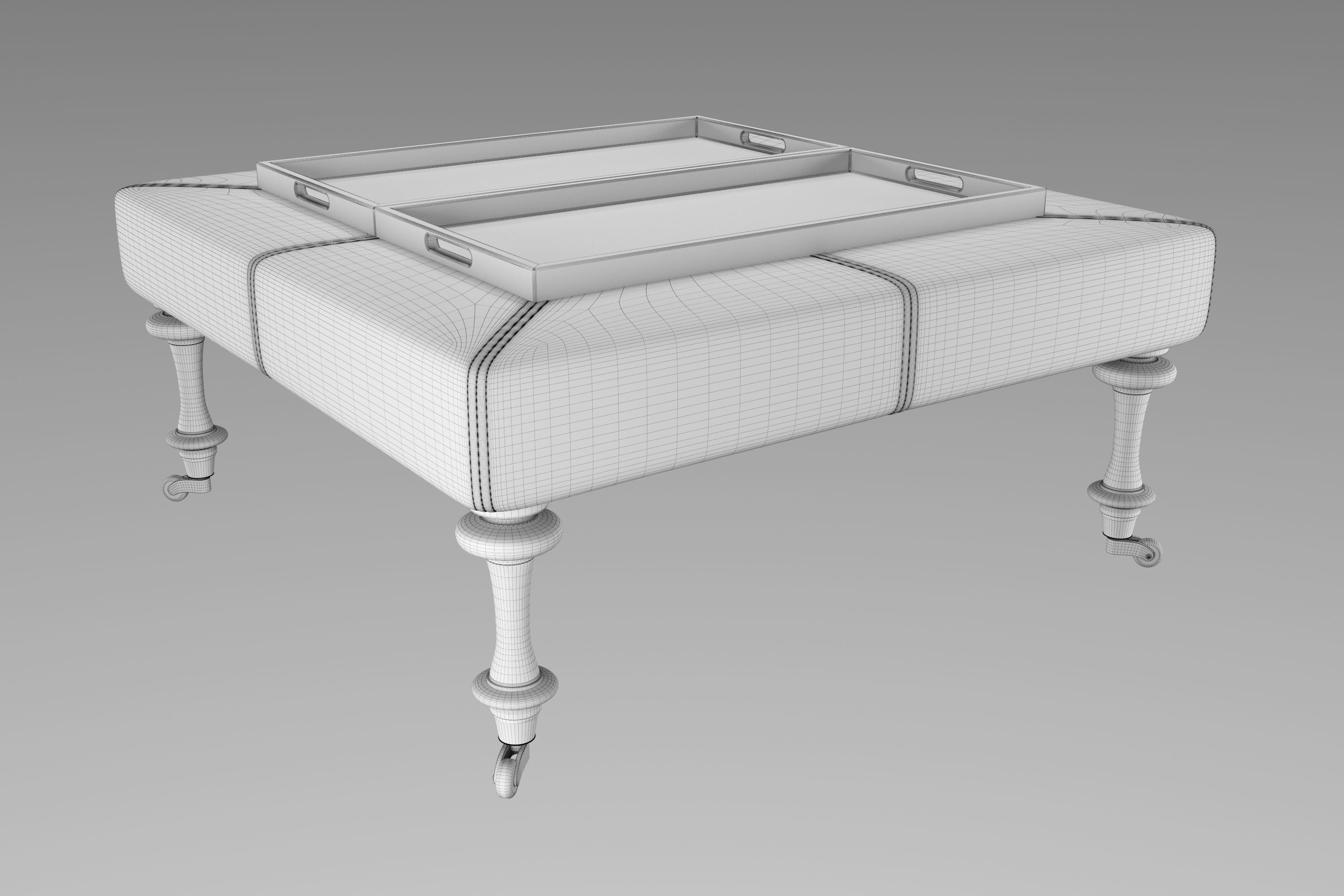 3d model Tristen Square Ottoman with Tray 3D model_4
