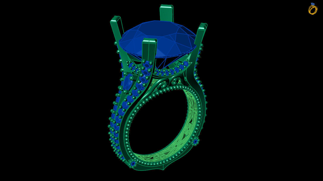 Diamond solitaire ring - Wedding ring 3d print file 3D print model_3