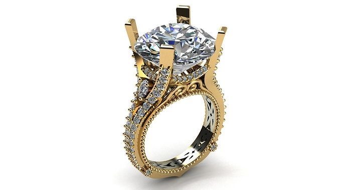 Diamond solitaire ring - Wedding ring 3d print file 3D print model