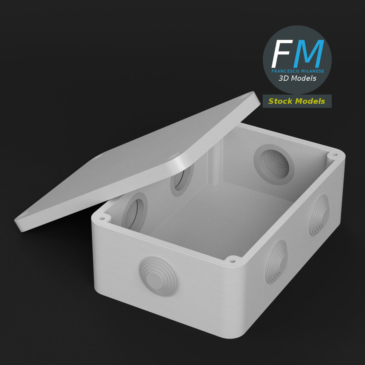 Rectangular junction box 1 3D model_2