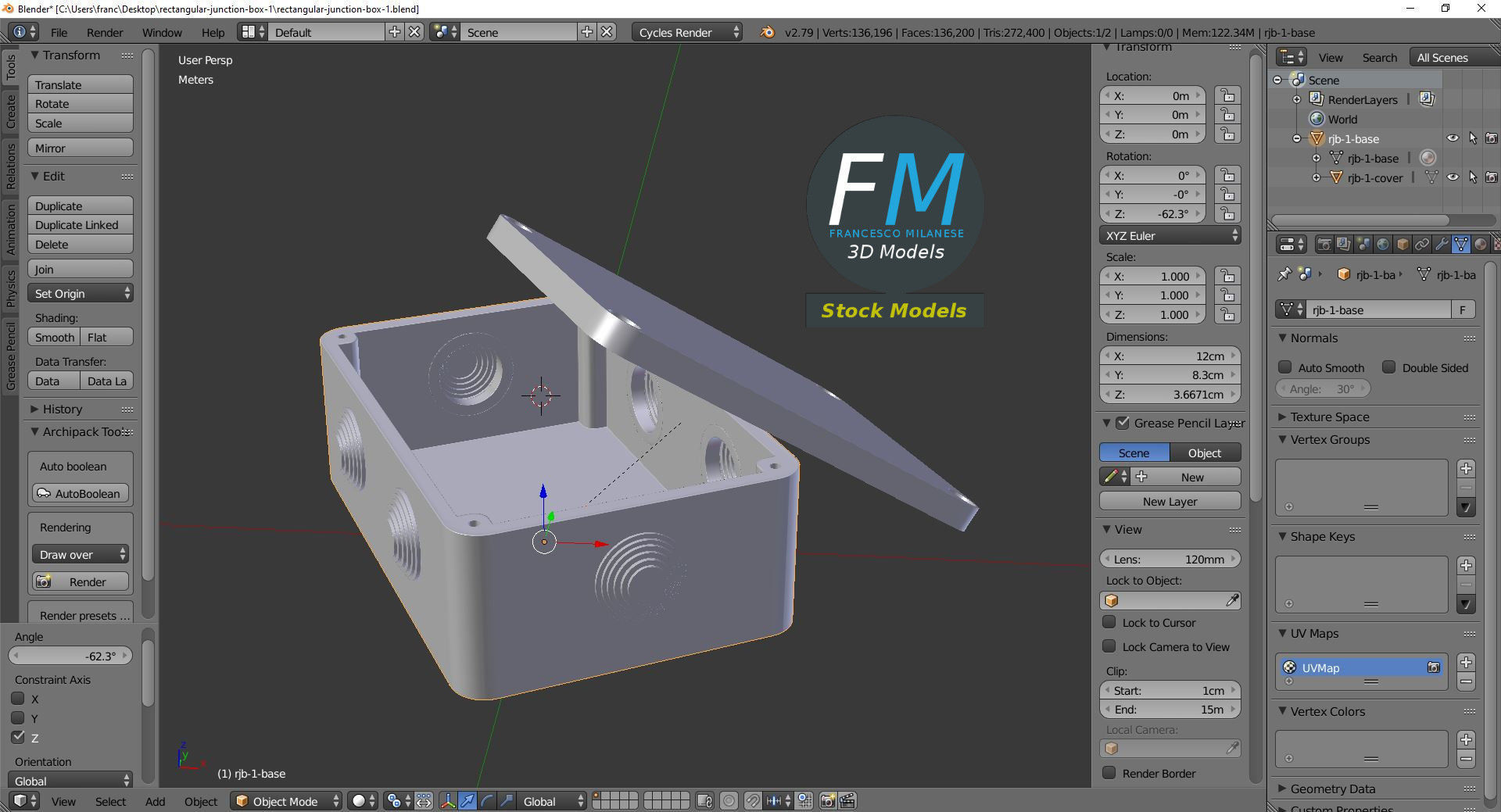 Rectangular junction box 1 3D model_9
