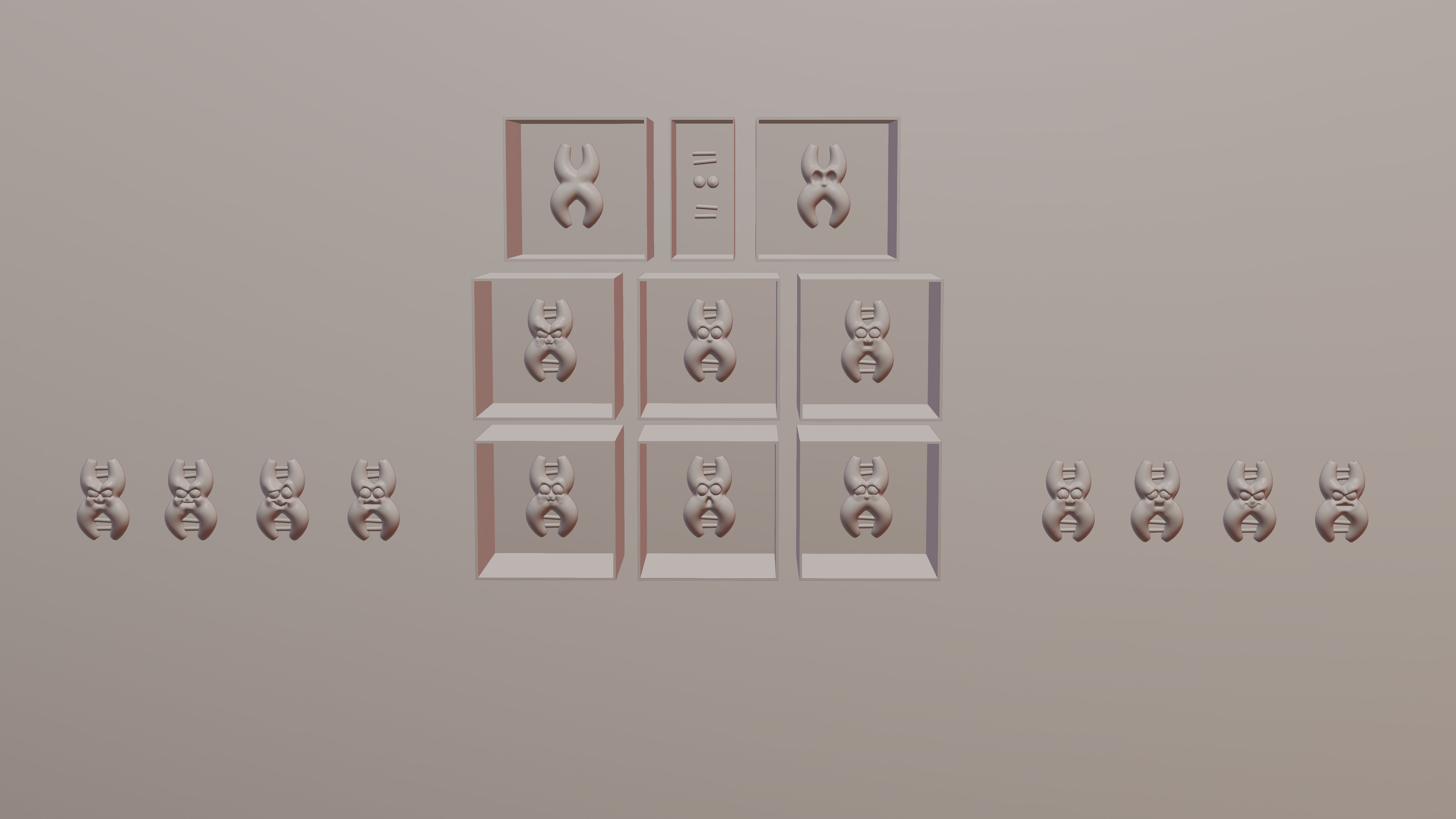 Cute cartoon DNA with expressions SET 3D model_7