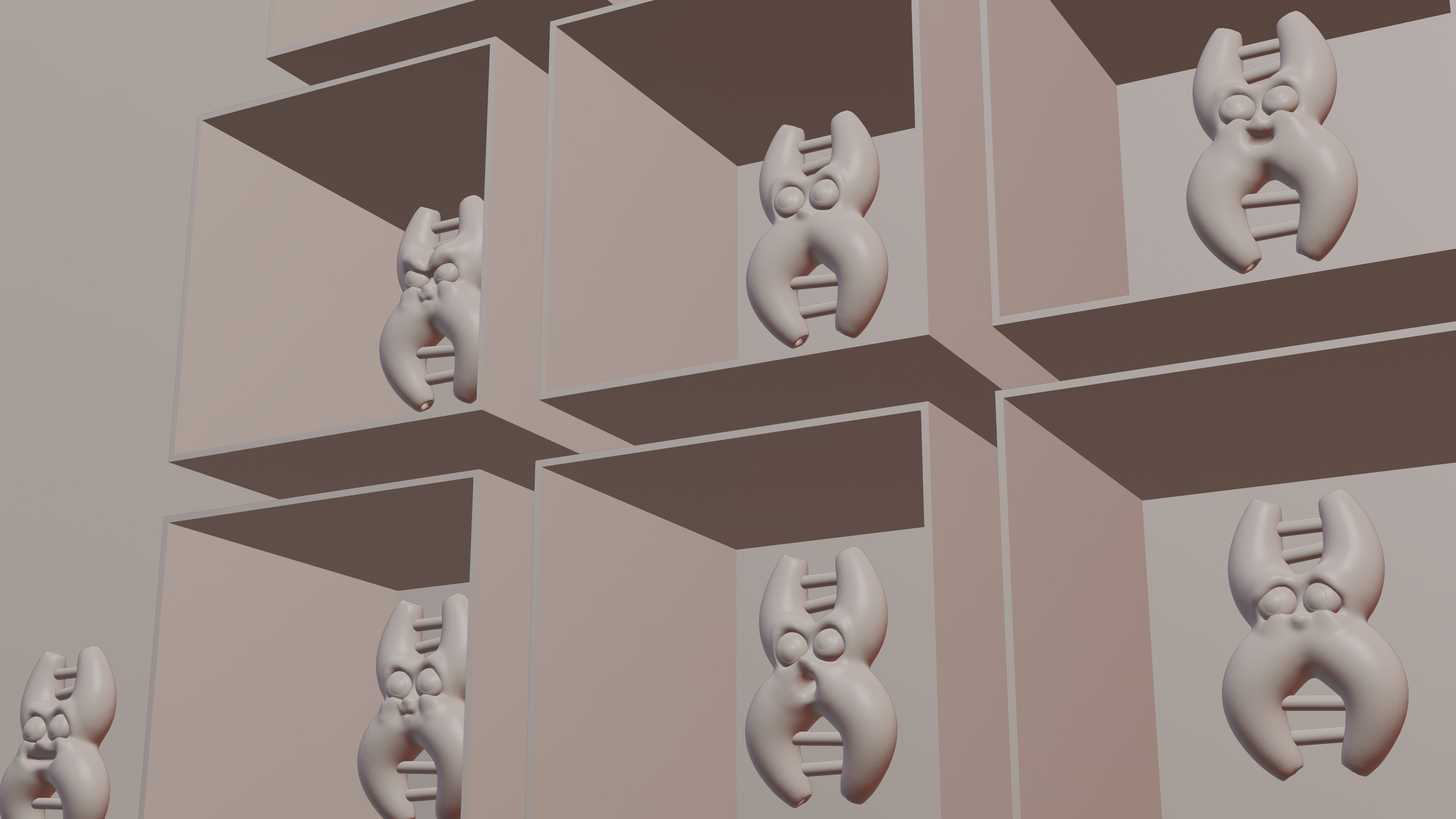 Cute cartoon DNA with expressions SET 3D model_4