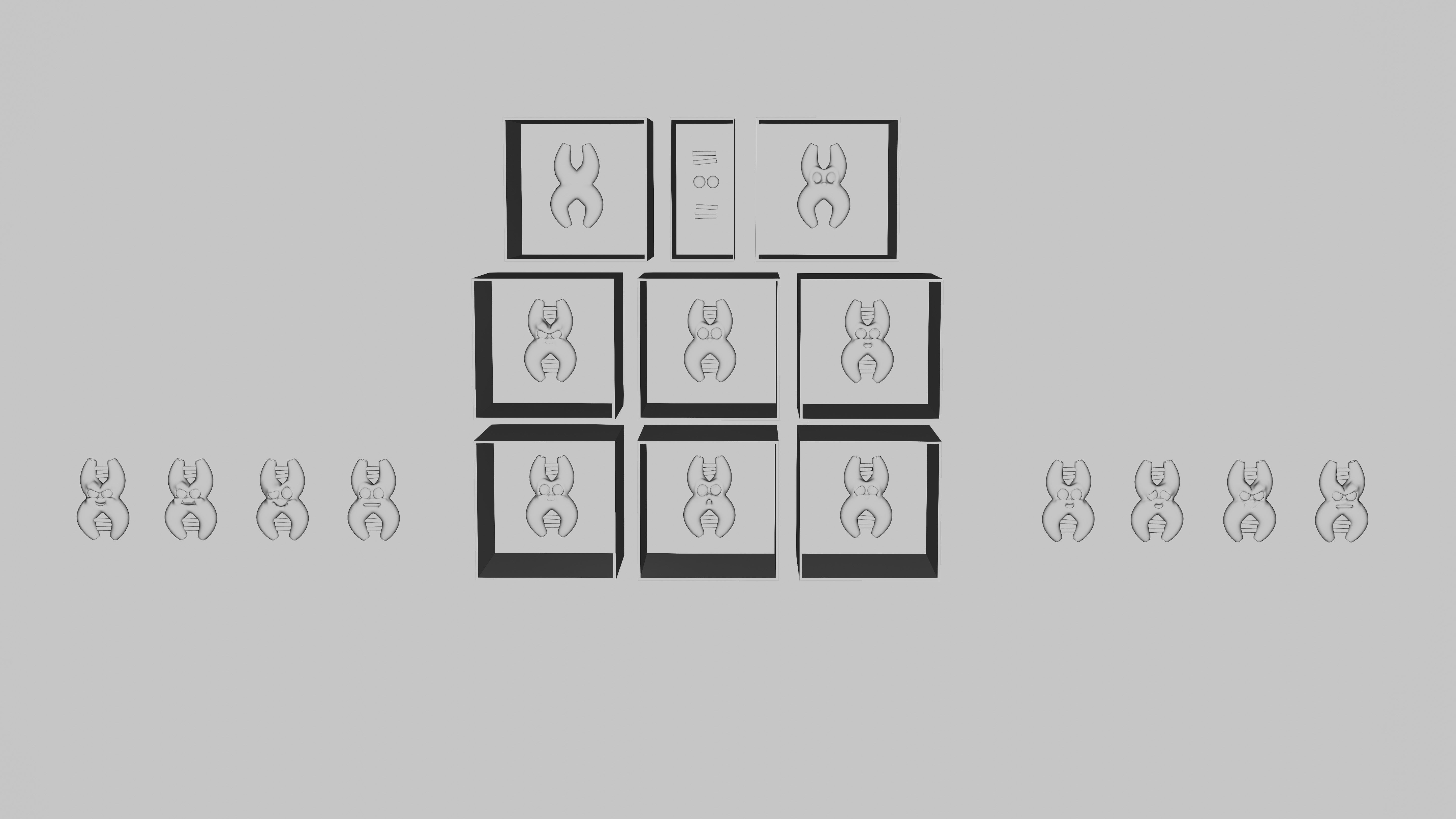 Cute cartoon DNA with expressions SET 3D model_6