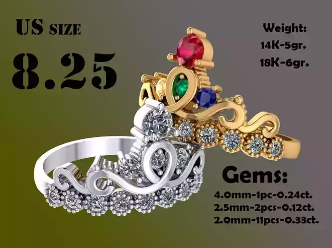 Ring crown and diamonds 069ct