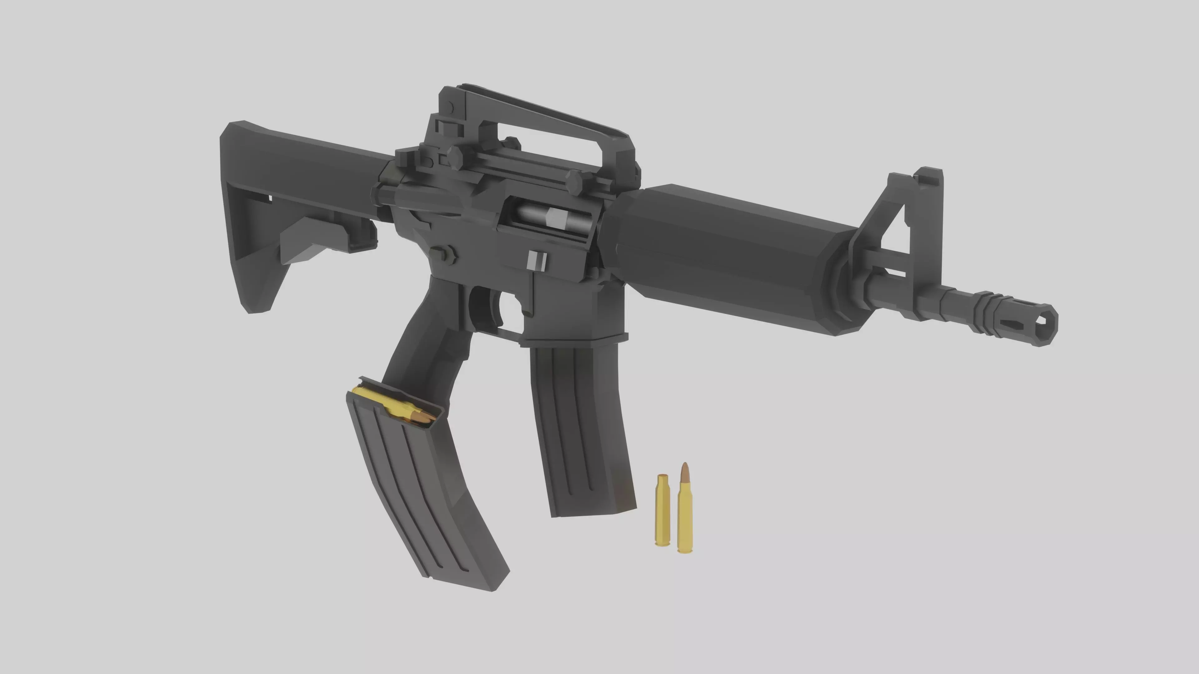 M4 Commando Detailed Low-Poly Low-poly 3D model
