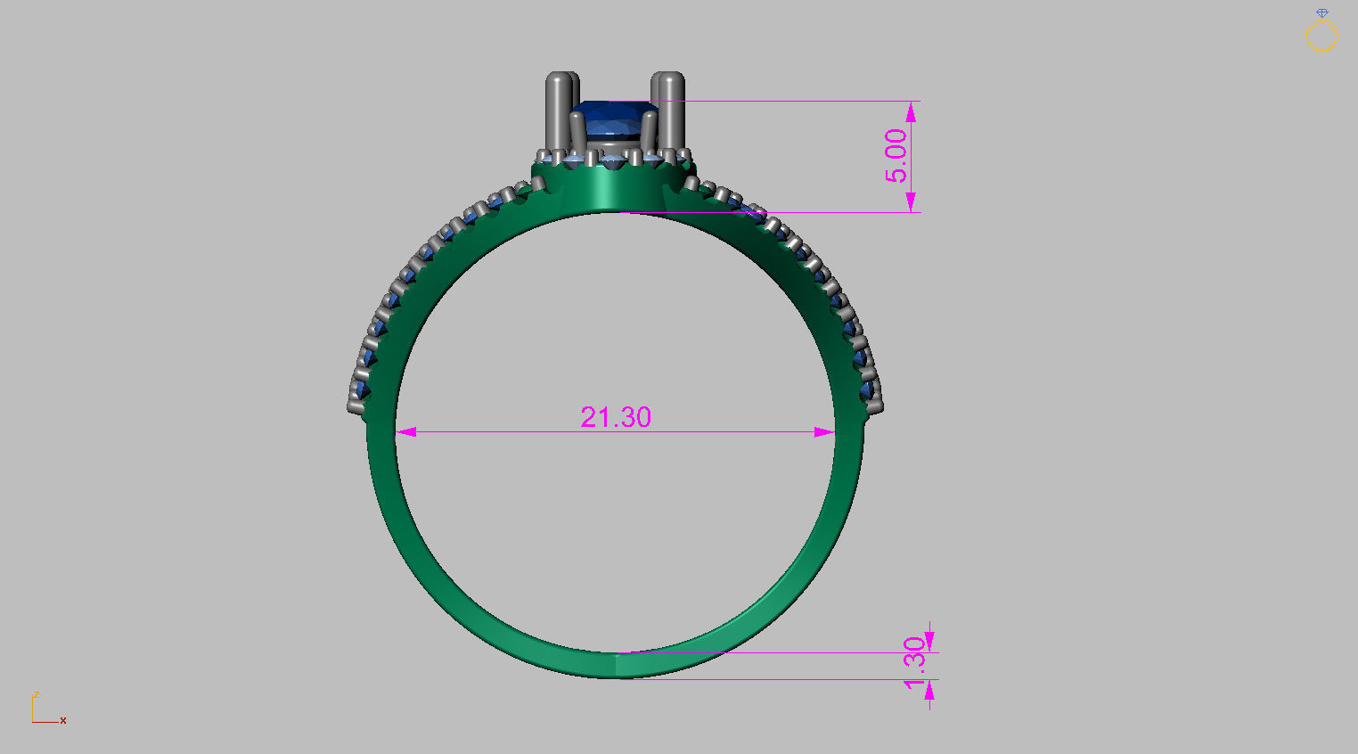 Oval and drop Gemstones ring 3D print model_13