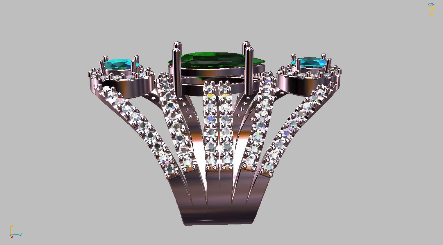 Oval and drop Gemstones ring 3D print model_4