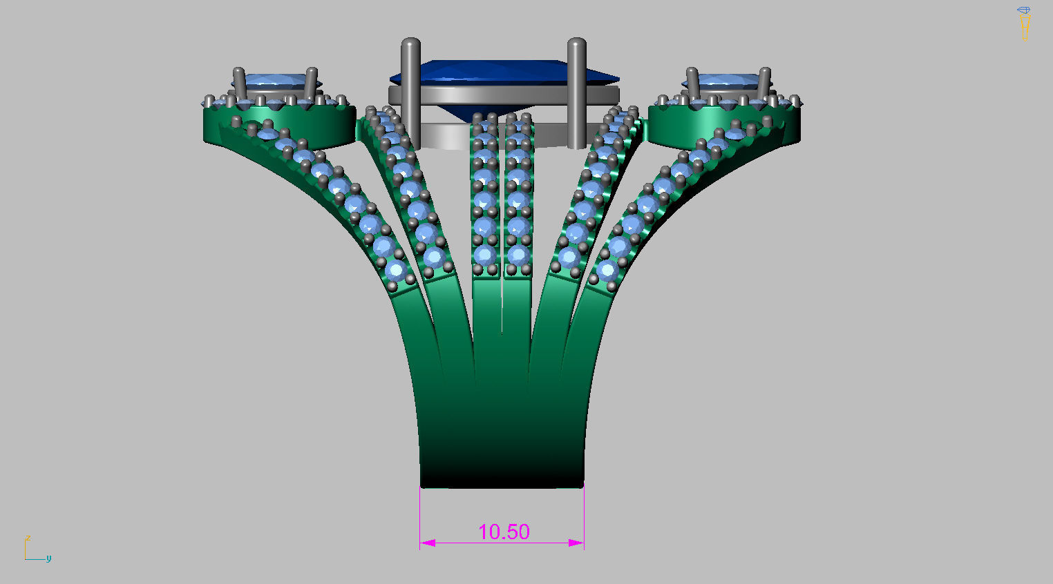 Oval and drop Gemstones ring 3D print model_14