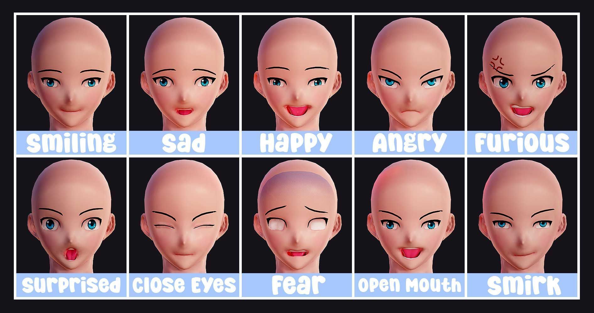 Anime Boy Base Mesh Low-poly 3D model_3