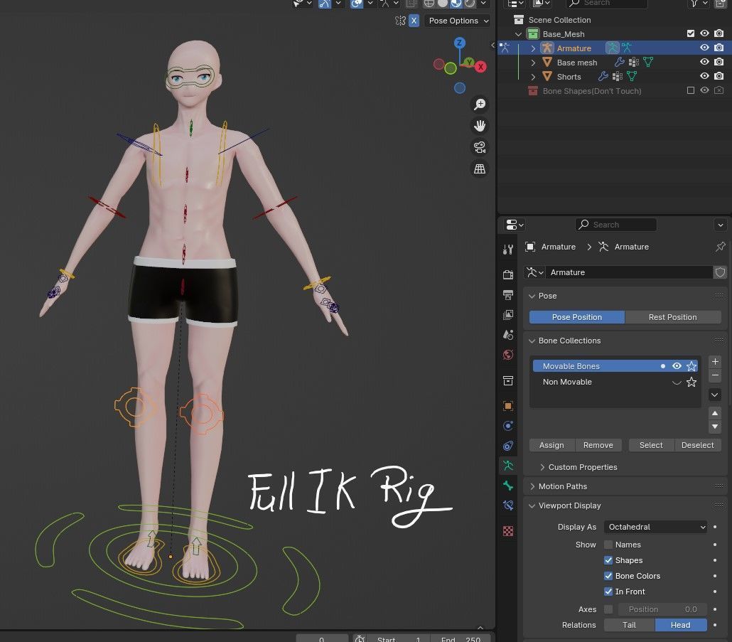 Anime Boy Base Mesh Low-poly 3D model_4