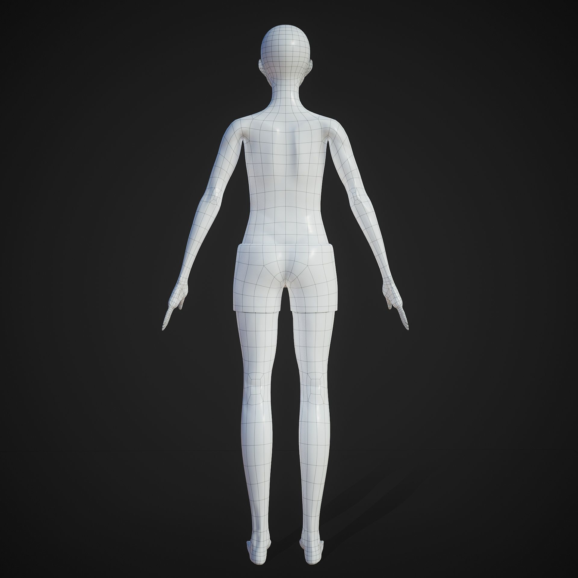 Anime Boy Base Mesh Low-poly 3D model_11