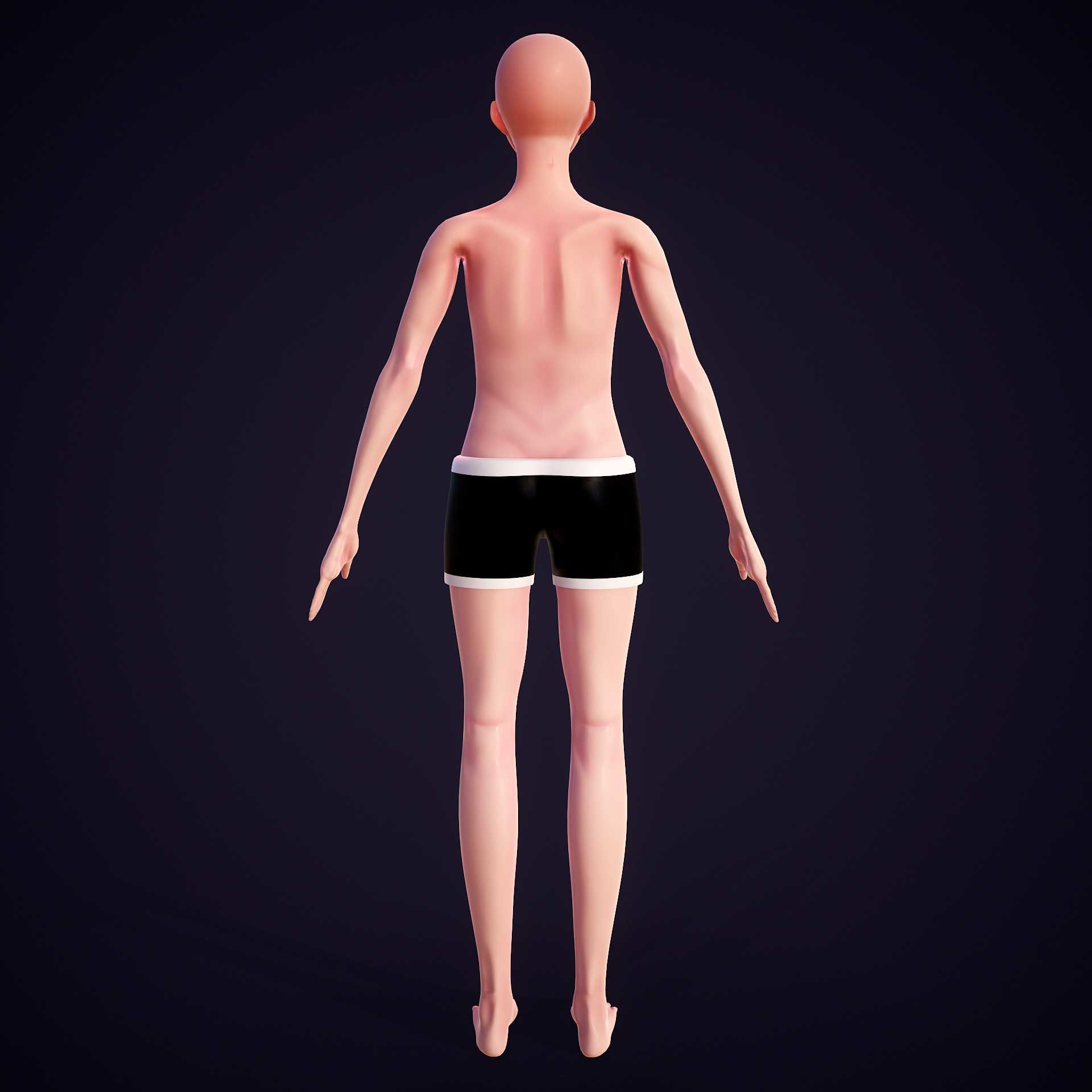 Anime Boy Base Mesh Low-poly 3D model_8