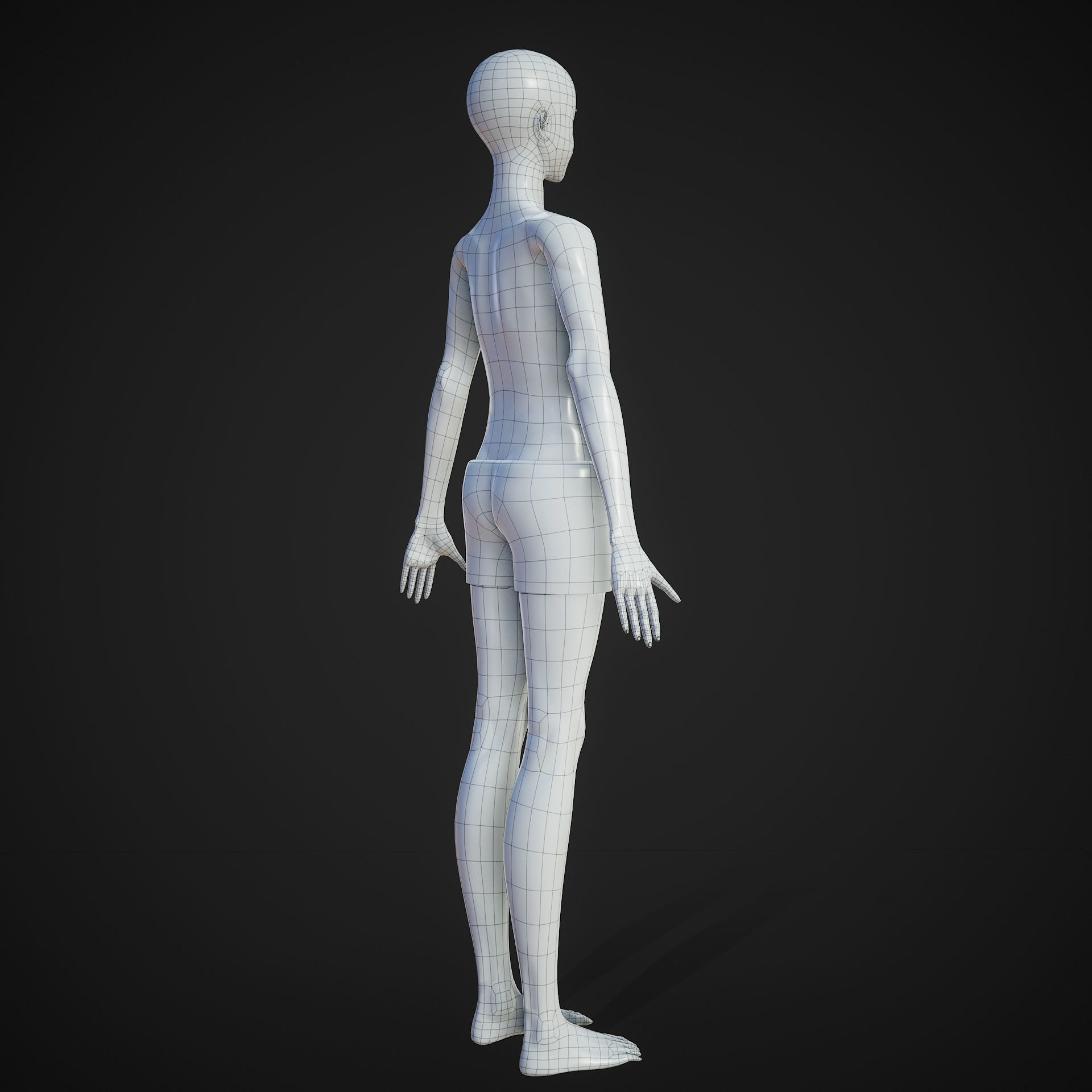 Anime Boy Base Mesh Low-poly 3D model_12