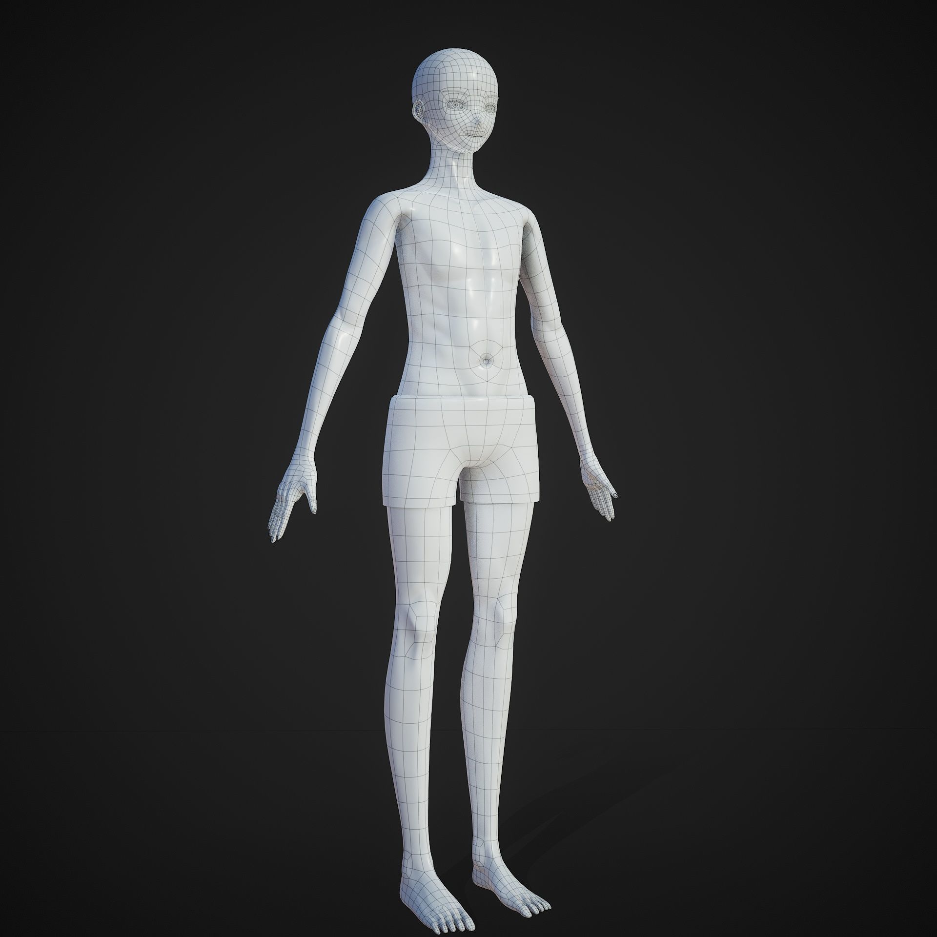 Anime Boy Base Mesh Low-poly 3D model_13