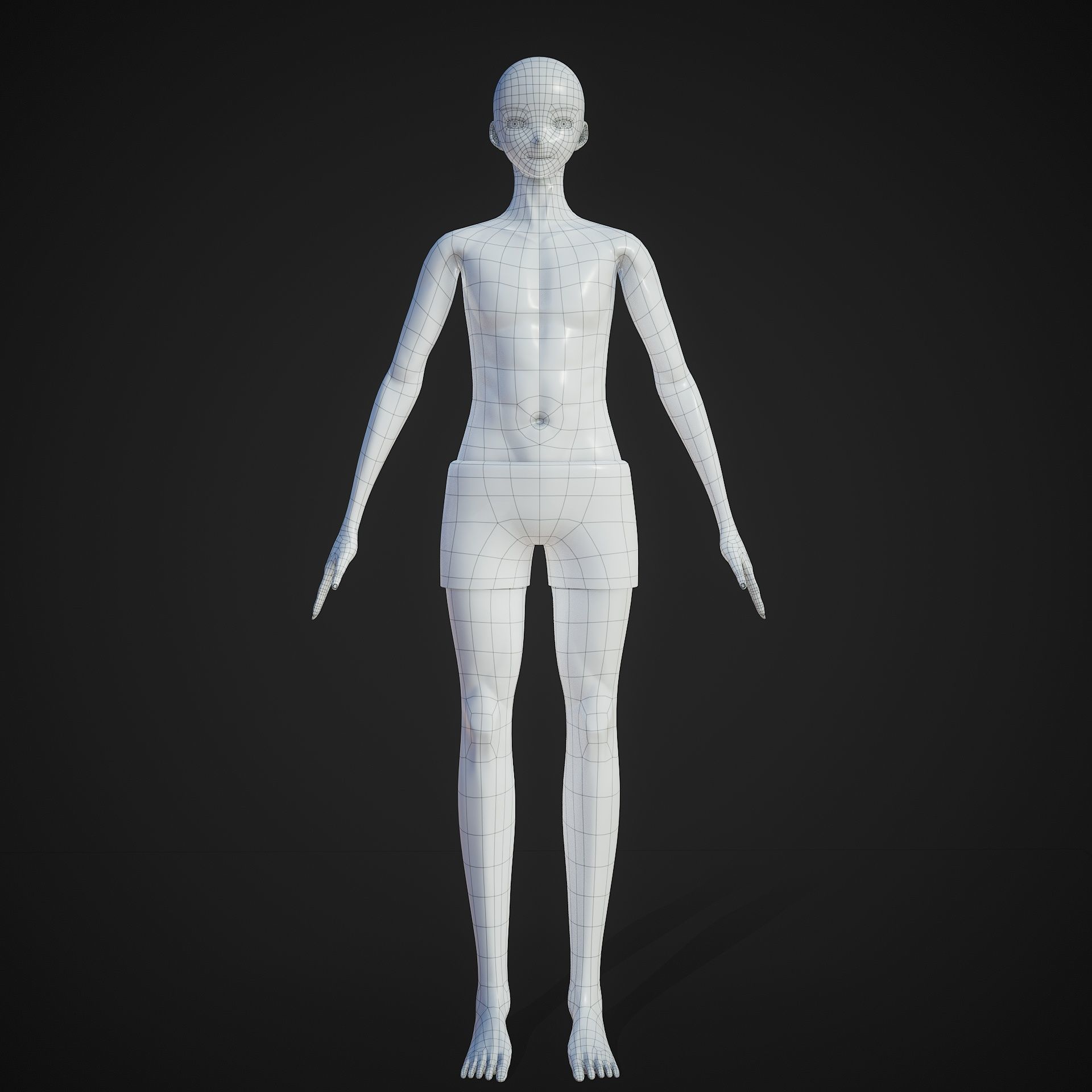 Anime Boy Base Mesh Low-poly 3D model_14