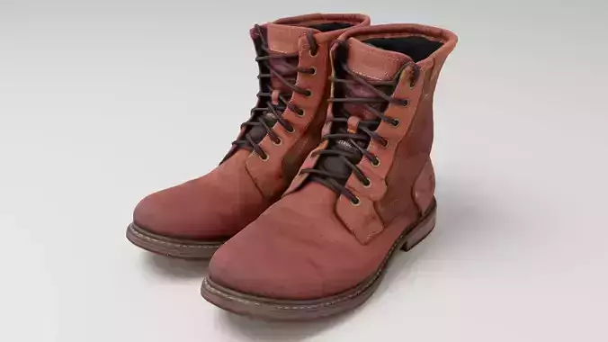 Pair of leather fur warm boots footwear shoes