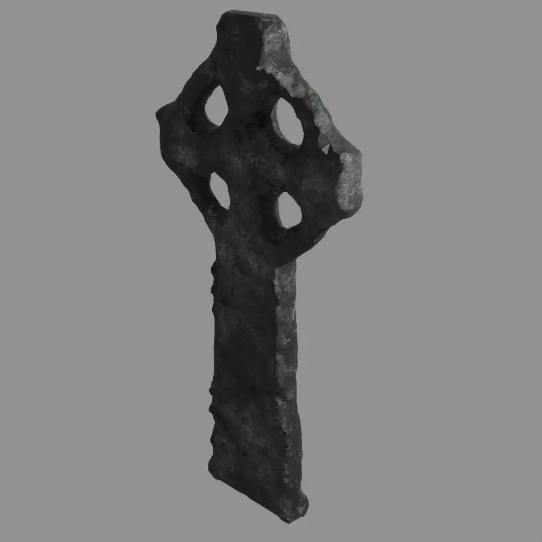 Celtic Ring Cross Grave Stone Old V2 3D model_0
