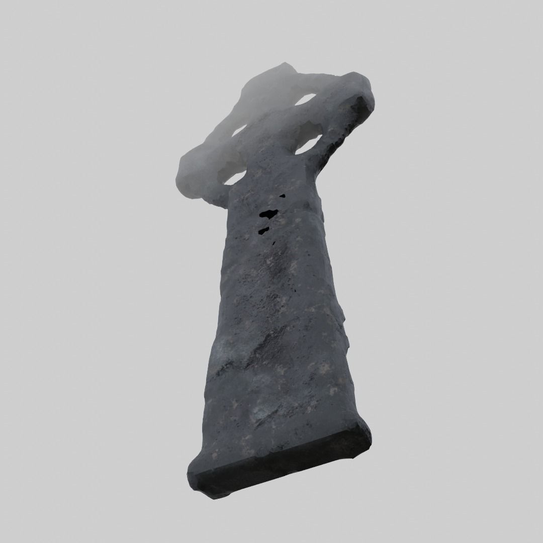 Celtic Ring Cross Grave Stone Old V2 3D model_3