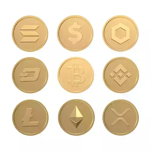 Crypto Coins and dollar pack 3D model