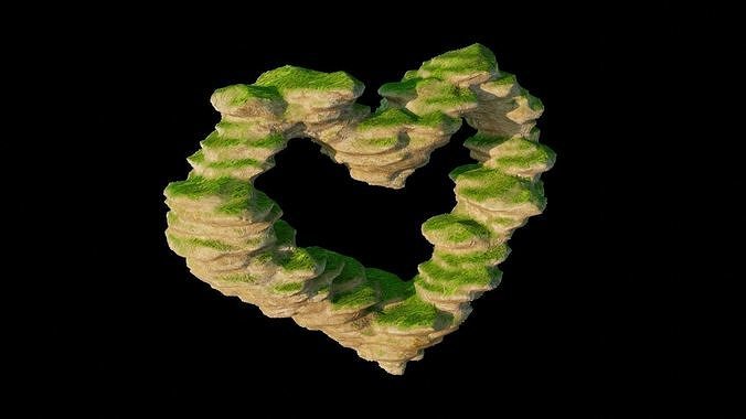 Fantasy heart terrain garden and lanscape WET effect included 3D model