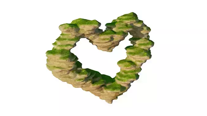 Fantasy heart terrain garden and lanscape WET effect included 3D model
