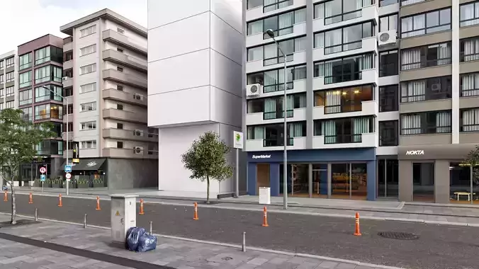 Street - Overcast and Sunny Full Scene 3D model