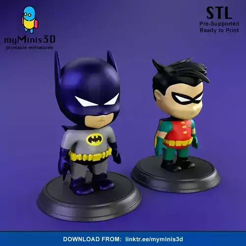 Cute chibi figures of Batman and Robin