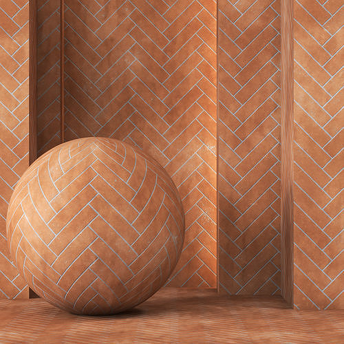 Natural Terracotta Chevron  Texture 4K PBR - 2 Color  Texture