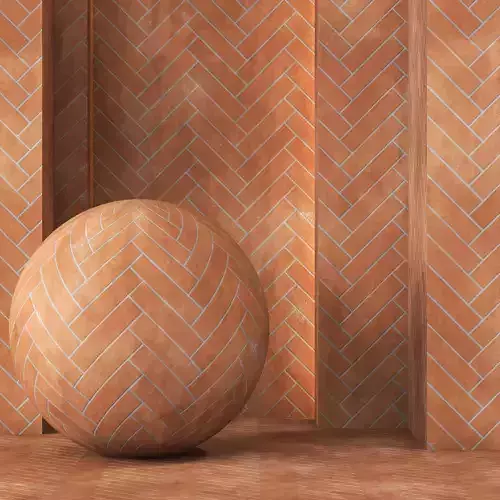 Natural Terracotta Chevron  Texture 4K PBR - 2 Color 