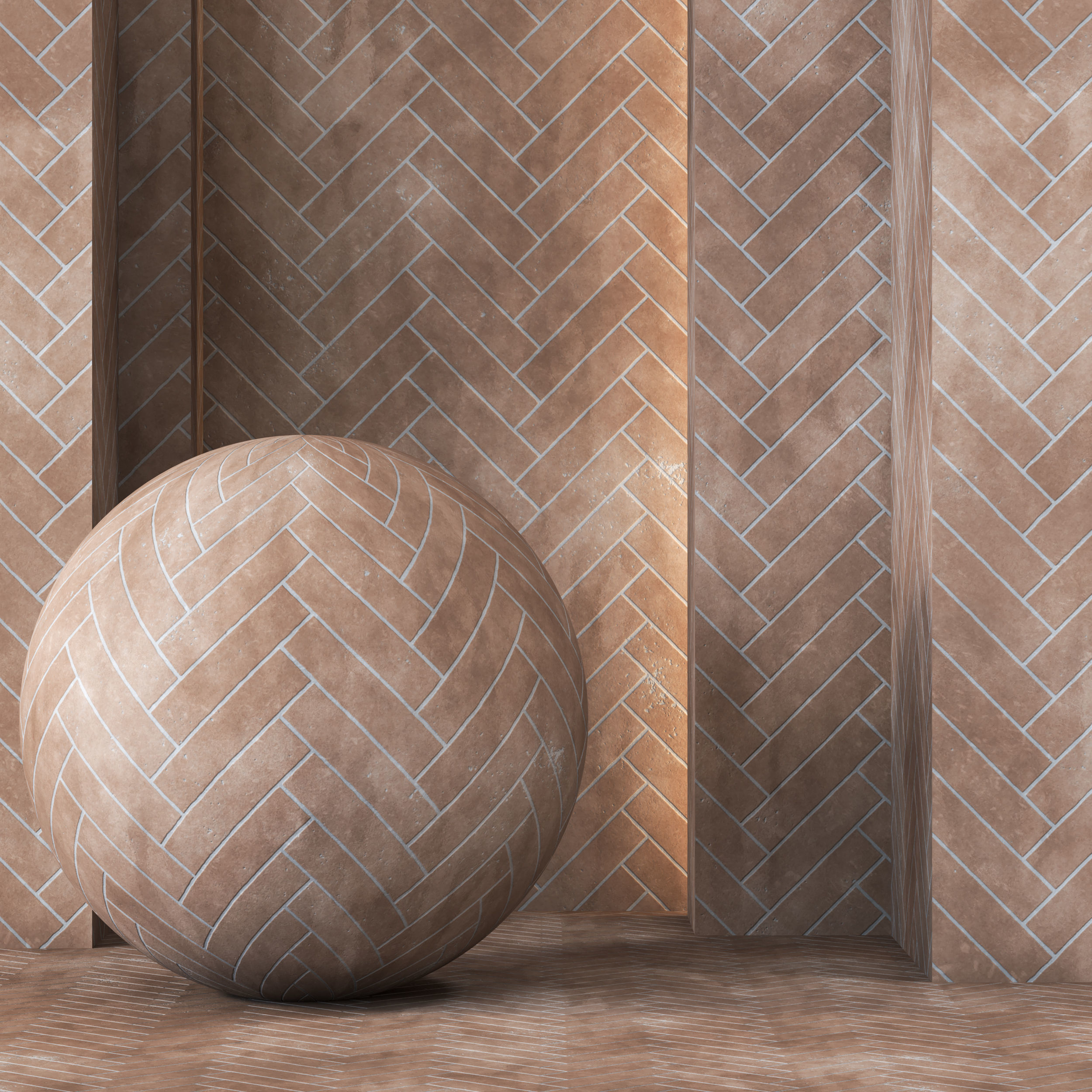 Natural Terracotta Chevron  Texture 4K PBR - 2 Color  Texture_1