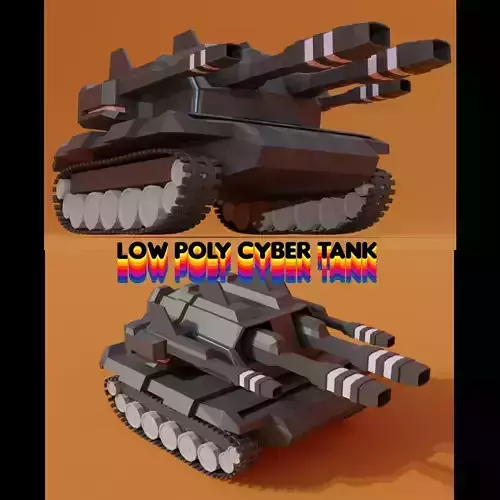 low poly cyber tank Low-poly 3D model