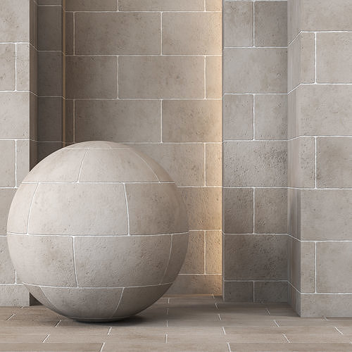Clermont Gris aged tumbled limestone tiles Texture 4K PBR  Texture