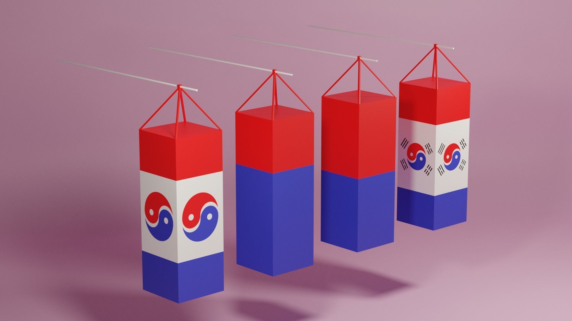 Cartoon Korean Lantern Collection Low-poly 3D model_2